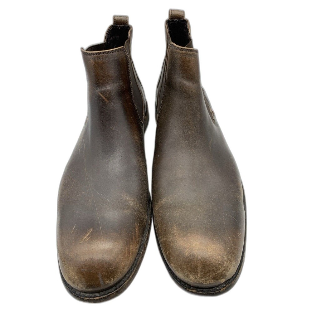 John Varvatos Leather Chelsea Boots Men's Size 11 M Brown Distressed Ankle